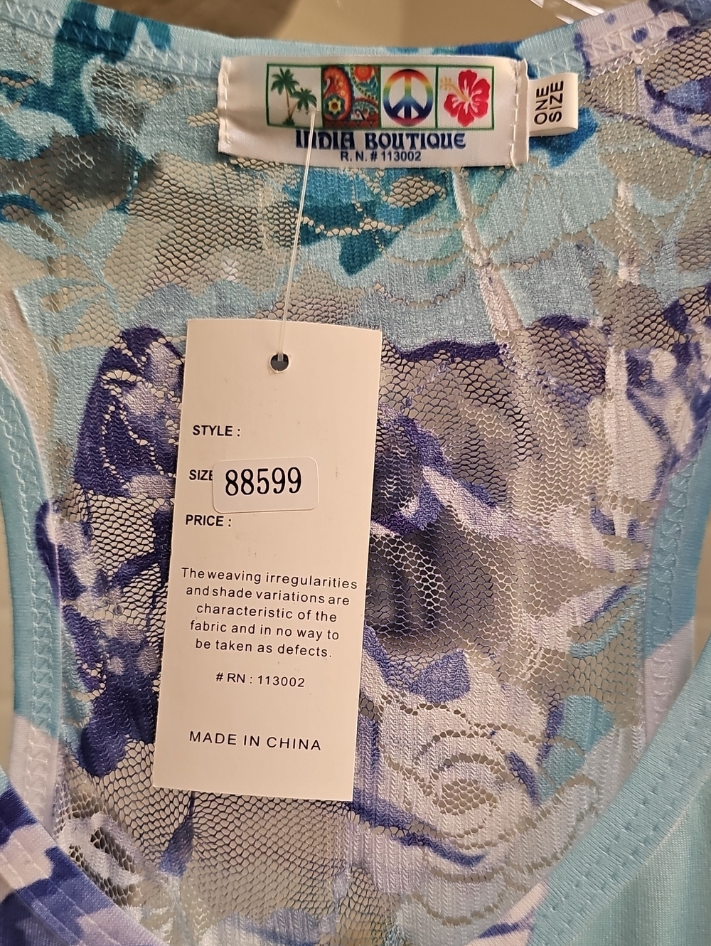 India Boutique Aqua and Blue Floral Lace Dress/Cover Up. NWT. - Picture 4 of 8